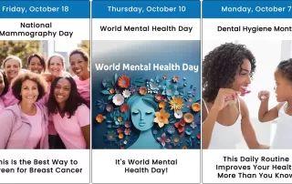 Images and graphics for national health observances in October 2024