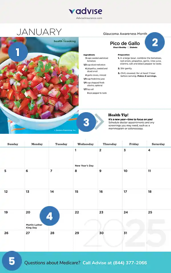 Healthy Recipe Calendar Features