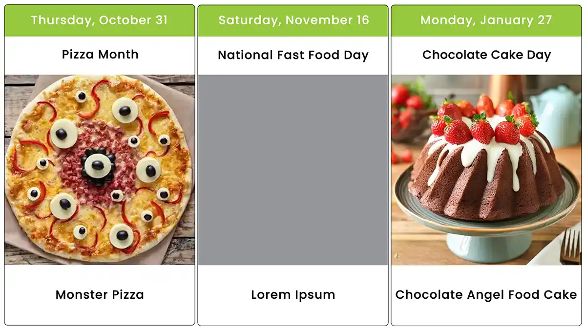 Calendar of National Food Days 2025 Baldwin Publishing